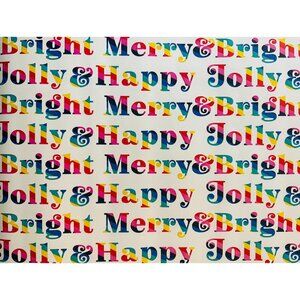 Hallmark Wrapping Paper Christmas Jolly Happy Merry Bright 40 sq ft Roll Holiday